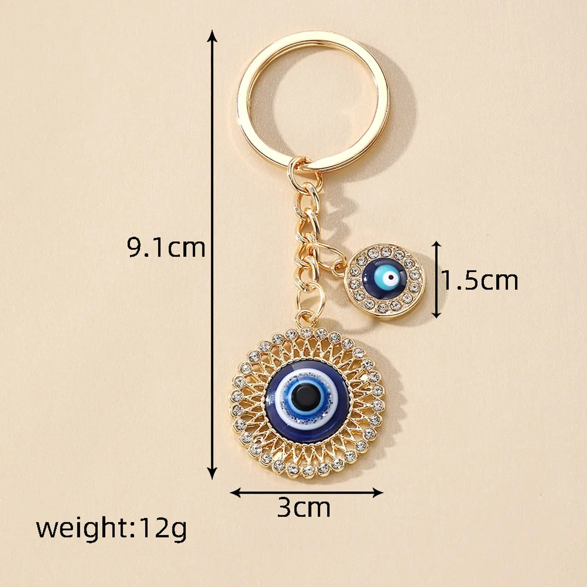 Casual Vintage Style Simple Style Devil'S Eye Heart Shape Alloy Inlay Rhinestones Bag Pendant Keychain