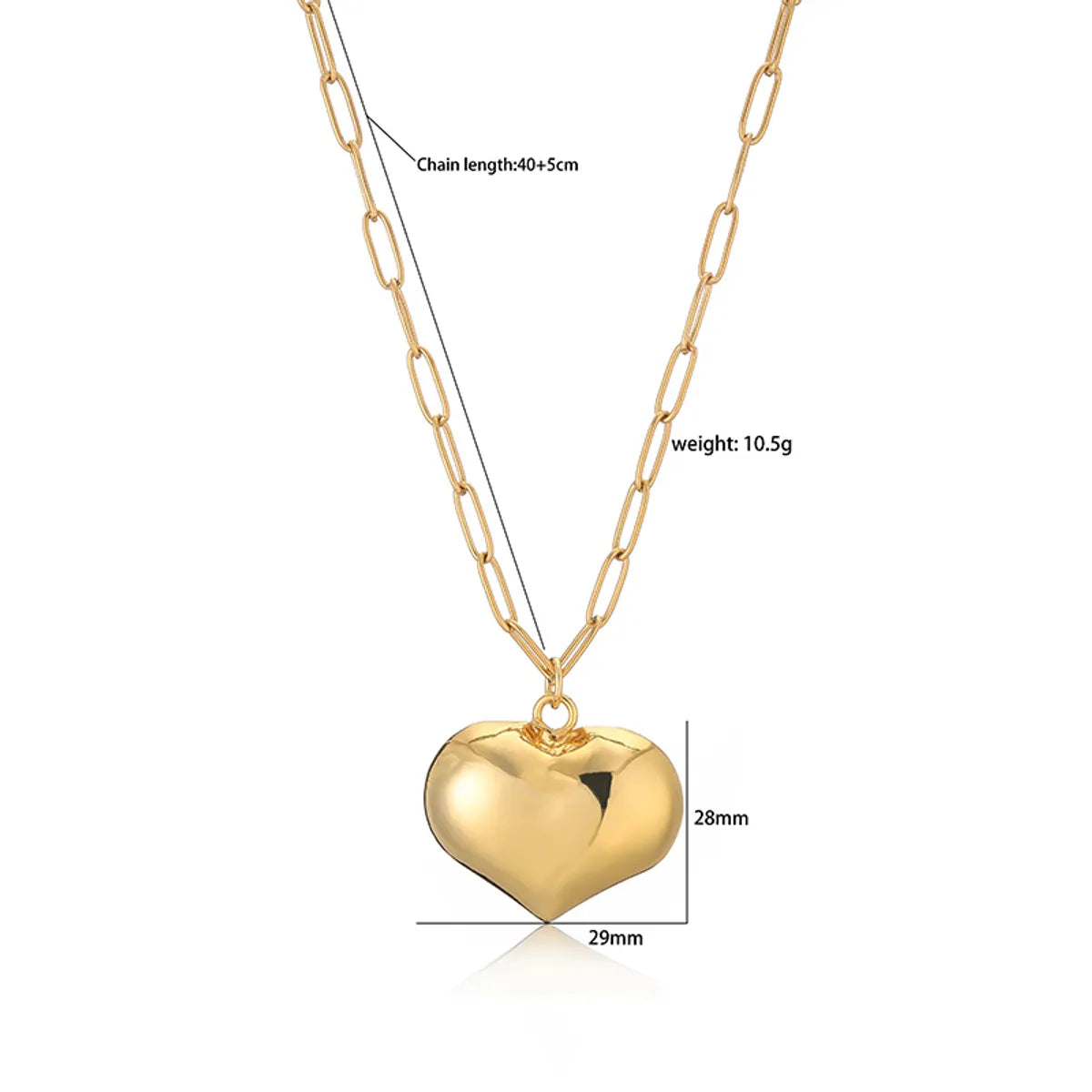 Casual Vintage Style Simple Style Heart Shape Copper 18k Gold Plated Earrings Necklace In Bulk