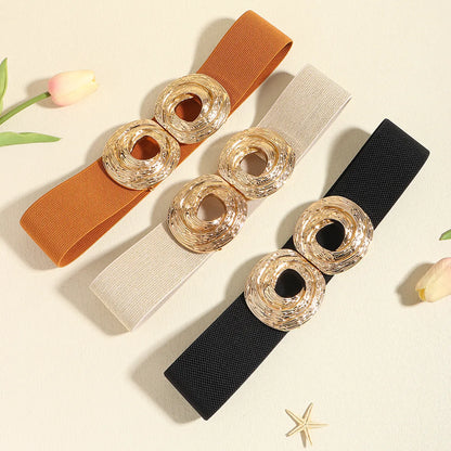 Casual Vintage Style Solid Color Pu Leather Alloy Buckle Women'S Leather Belts