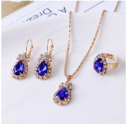 Casual Water Droplets Artificial Gemstones Artificial Rhinestones Women's Earrings Necklace