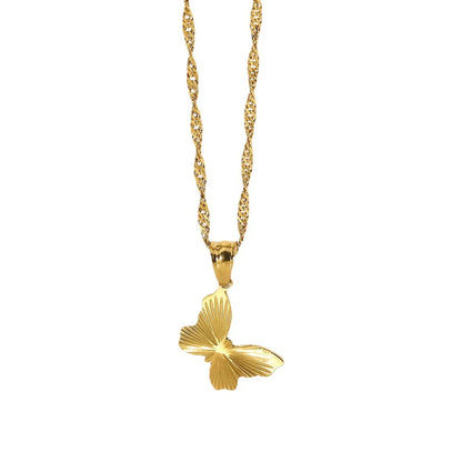 Chic Metal Butterfly Pendant 18k Gold Plated Stainless Steel Necklace