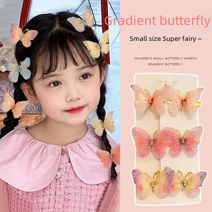 Children'S Antique Hairpin Hanfu Headwear Little Girl Baby'S Movable Butterfly Hair Accessories Xianmei Side Clip Duckbill Clip