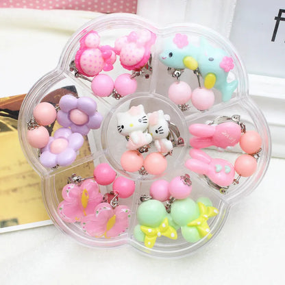 Children'S Earrings Ear Clips Without Pierced Cartoon Girls