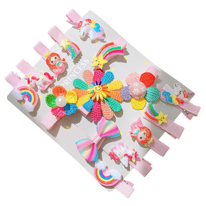 Children'S Hairpin Set Manual Clip Package Cloth Art Hairpin Side Clip Bangs Clip