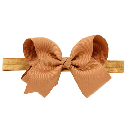 Children'S Handmade Solid Color Flower Bow Baby Headband Wholesale