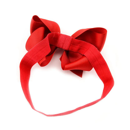 Children'S Handmade Solid Color Flower Bow Baby Headband Wholesale