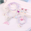 Children'S Necklace Mermaid Tail Pearl Necklace Bracelet Ring Earring Set