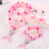 Children'S Necklace Mermaid Tail Pearl Necklace Bracelet Ring Earring Set