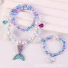 Children'S Necklace Mermaid Tail Pearl Necklace Bracelet Ring Earring Set