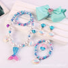 Children'S Necklace Mermaid Tail Pearl Necklace Bracelet Ring Earring Set