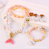 Children'S Necklace Mermaid Tail Pearl Necklace Bracelet Ring Earring Set