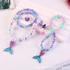 Children'S Necklace Mermaid Tail Pearl Necklace Bracelet Ring Earring Set