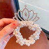 Children'S Princess Crown Hair Accessories Pearl Ball Hair Loop Hair Rope Little Girl Hair  Pearl Crown