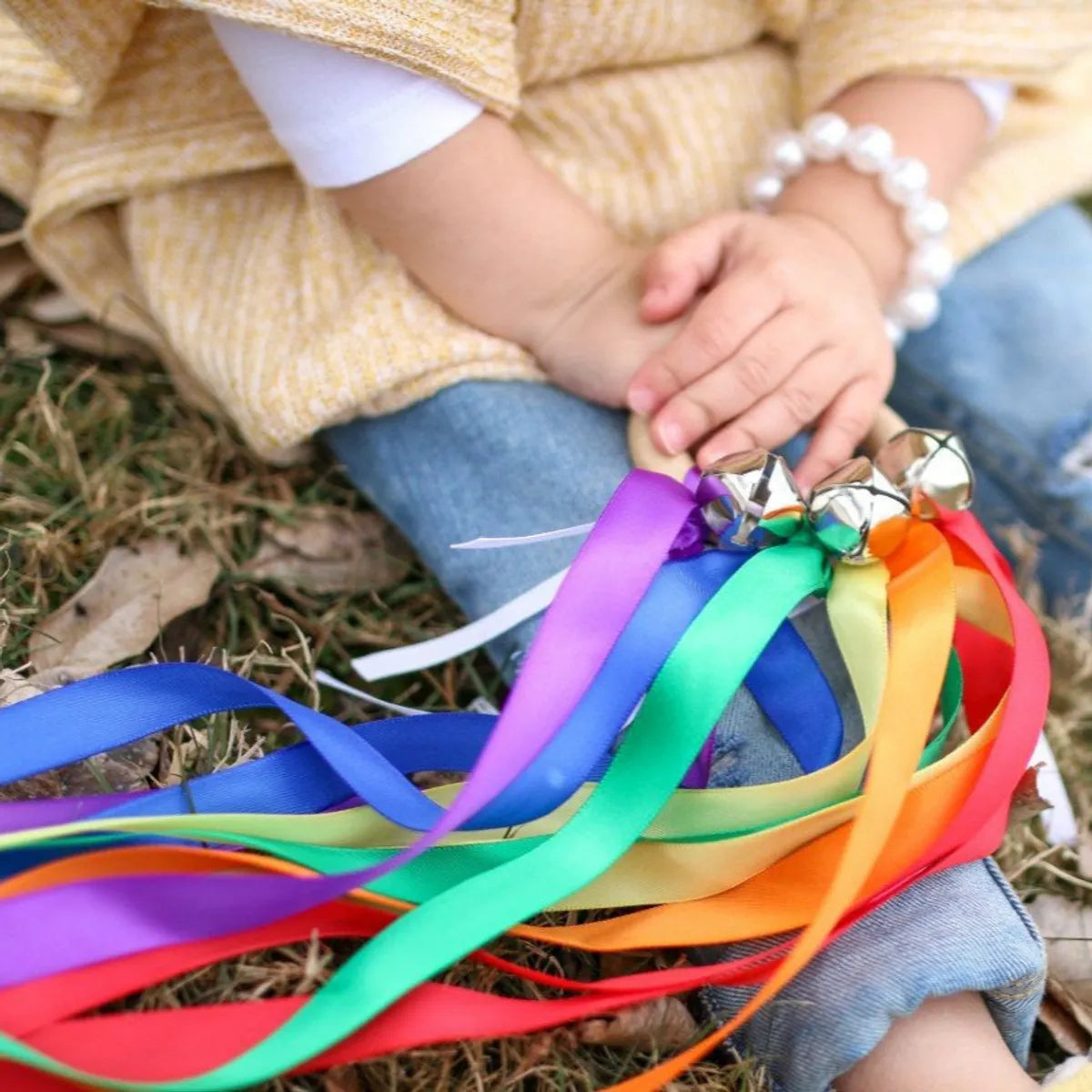 Children'S Ribbon Rainbow Circle Hand Kite Early Education Rainbow Kite Toy Hearing Vision Training