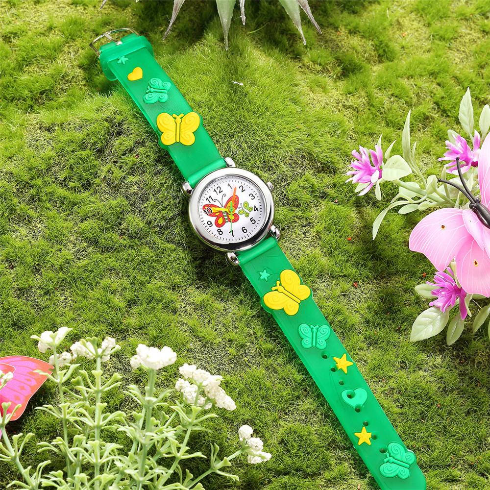 Children'S Watch Cute Butterfly Pattern Quartz Watch Color Butterfly Plastic Band Student Watch