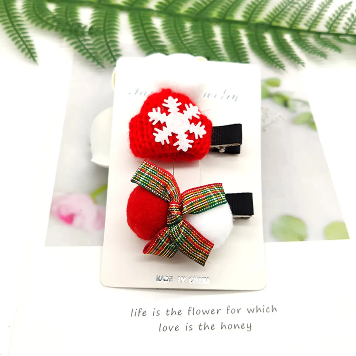 Children Unisex Cute Christmas Hat Santa Claus Cloth Hair Clip