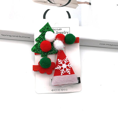 Children Unisex Cute Christmas Hat Santa Claus Cloth Hair Clip