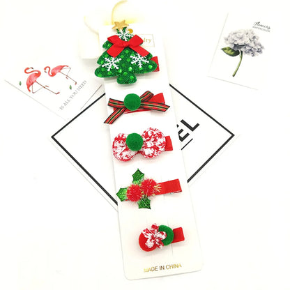 Children Unisex Cute Christmas Hat Santa Claus Cloth Hair Clip