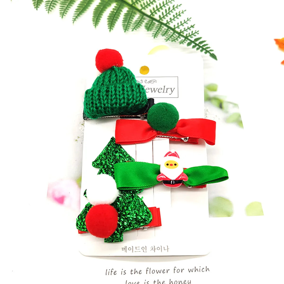 Children Unisex Cute Christmas Hat Santa Claus Cloth Hair Clip