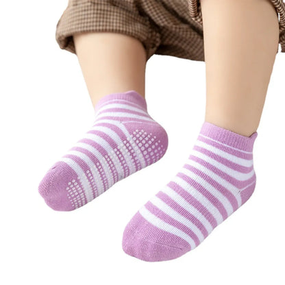 Children Unisex Cute Round Dots Solid Color Cotton Jacquard Ankle Socks One Pair