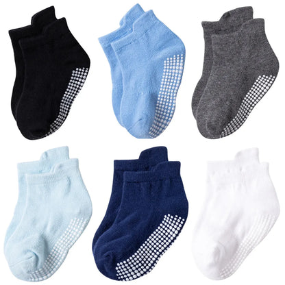 Children Unisex Cute Round Dots Solid Color Cotton Jacquard Ankle Socks One Pair