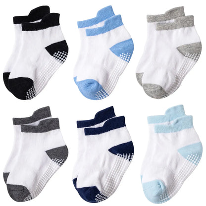 Children Unisex Cute Round Dots Solid Color Cotton Jacquard Ankle Socks One Pair