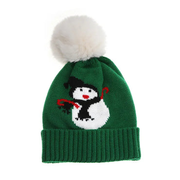 Children Unisex Fashion Snowman Pom Poms Jacquard Wool Cap