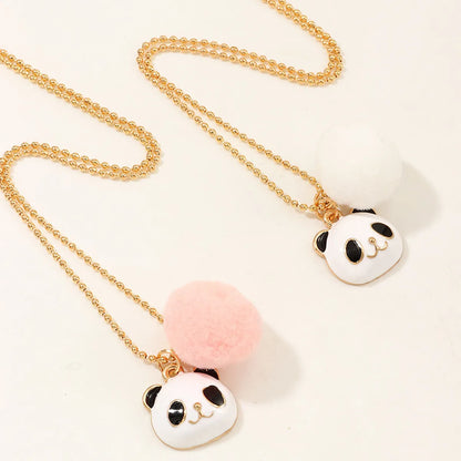 Chinese Style Cute Panda Alloy Dripping Oil Necklace Creative Animal Short Necklace Wholesale