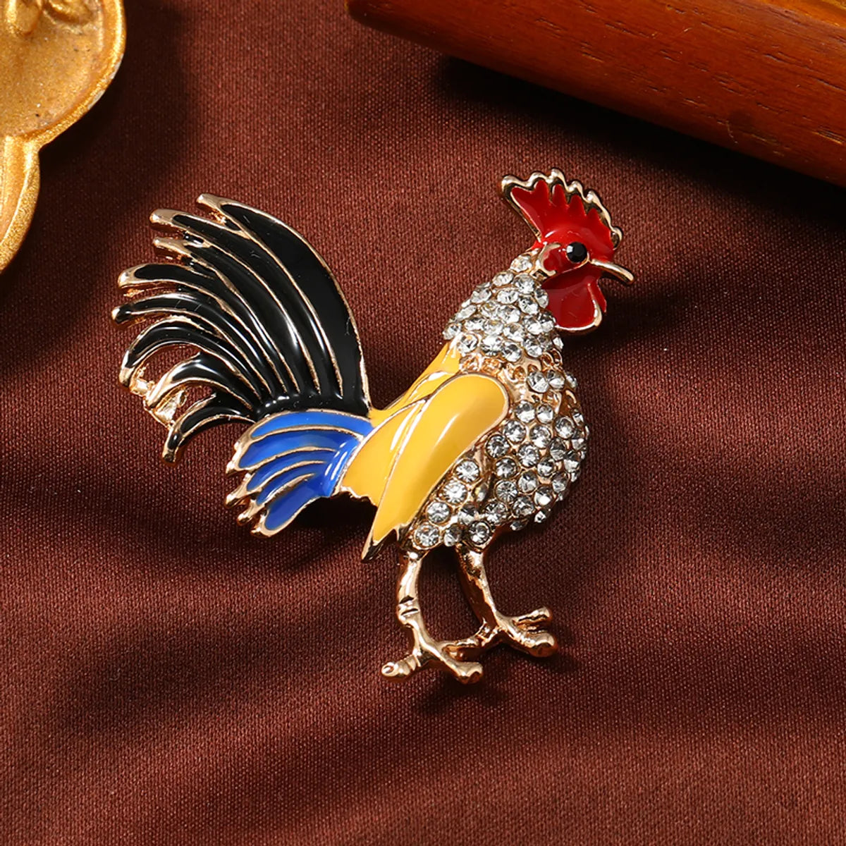 Chinoiserie Animal Alloy Plating Inlay Rhinestones Unisex Brooches 1 Piece