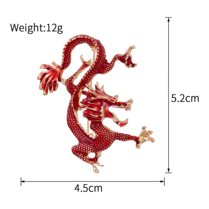 Chinoiserie Animal Dragon Alloy Inlay Rhinestones Pearl Adults Unisex Corsage Brooches Collar Pin