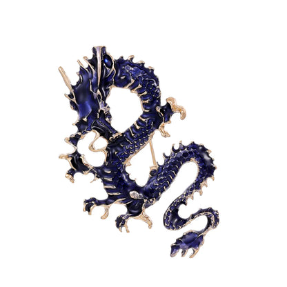 Chinoiserie Animal Dragon Alloy Inlay Rhinestones Pearl Adults Unisex Corsage Brooches Collar Pin