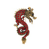 Chinoiserie Animal Dragon Alloy Inlay Rhinestones Pearl Adults Unisex Corsage Brooches Collar Pin