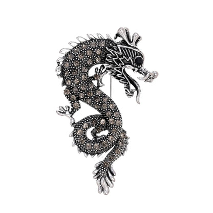 Chinoiserie Animal Dragon Alloy Inlay Rhinestones Pearl Adults Unisex Corsage Brooches Collar Pin