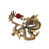 Chinoiserie Animal Dragon Alloy Inlay Rhinestones Pearl Adults Unisex Corsage Brooches Collar Pin