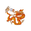 Chinoiserie Animal Dragon Alloy Inlay Rhinestones Pearl Adults Unisex Corsage Brooches Collar Pin