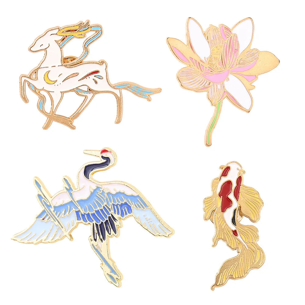 Chinoiserie Animal Metal Plating Unisex Brooches