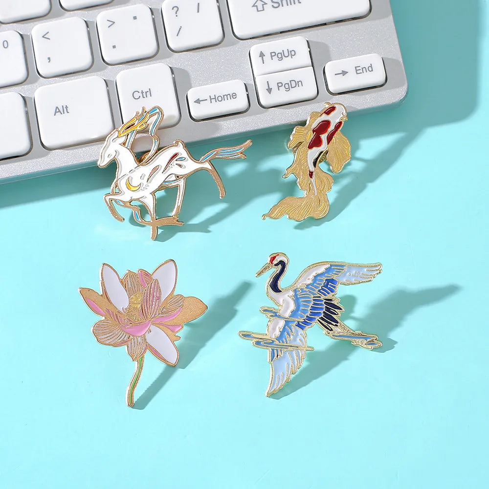 Chinoiserie Animal Metal Plating Unisex Brooches