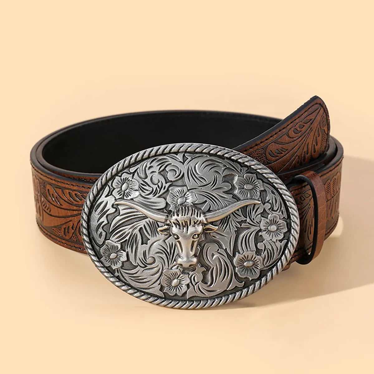 Chinoiserie Basic Retro Cattle Antelope Pu Leather Unisex Leather Belts