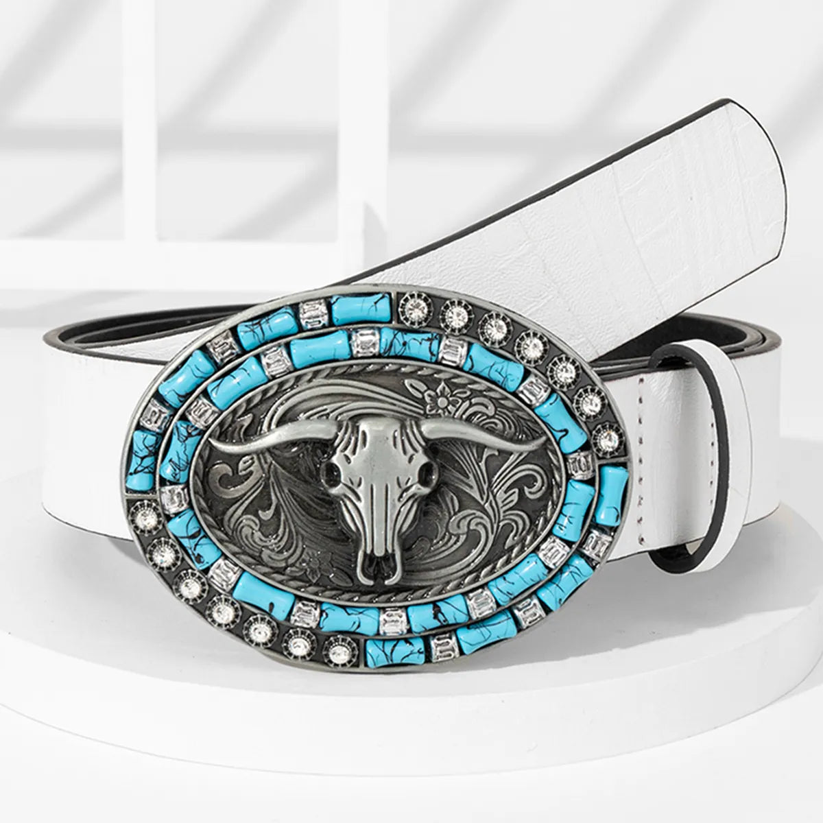 Chinoiserie Basic Retro Cattle Antelope Pu Leather Unisex Leather Belts