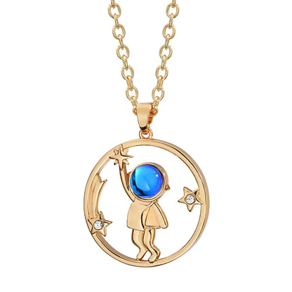 Chinoiserie Cartoon Character Titanium Steel Plating Pendant Necklace 1 Piece