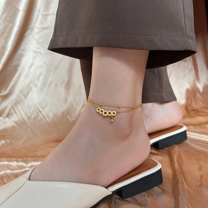 Chinoiserie Coin Stainless Steel Plating Women'S Anklet