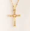 Chinoiserie Cross Copper Plating Zircon Unisex Pendant Necklace