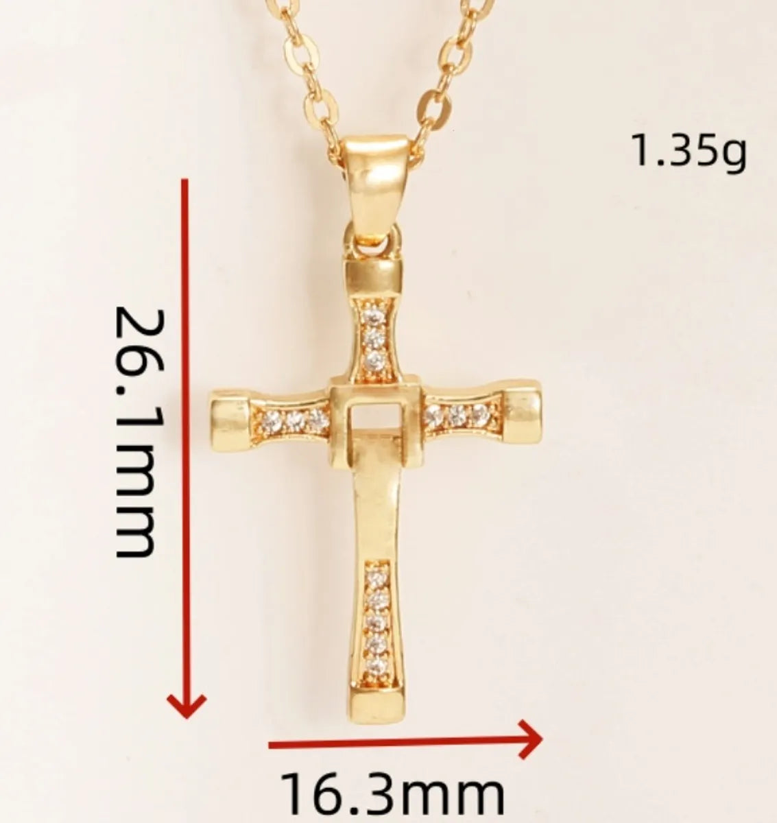 Chinoiserie Cross Copper Plating Zircon Unisex Pendant Necklace