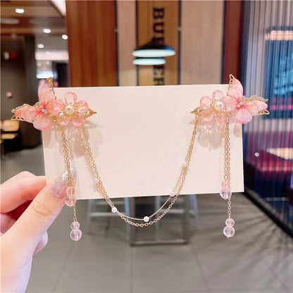 Chinoiserie Elegant Flower Alloy Plating Hair Clip