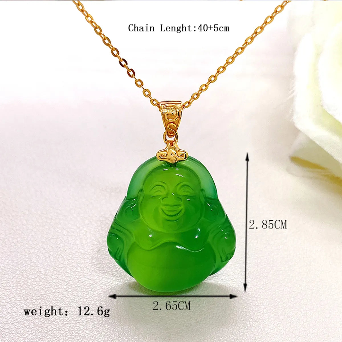 Chinoiserie Elegant Geometric Sterling Silver Plating Inlay Natural Chalcedony Pendant Necklace