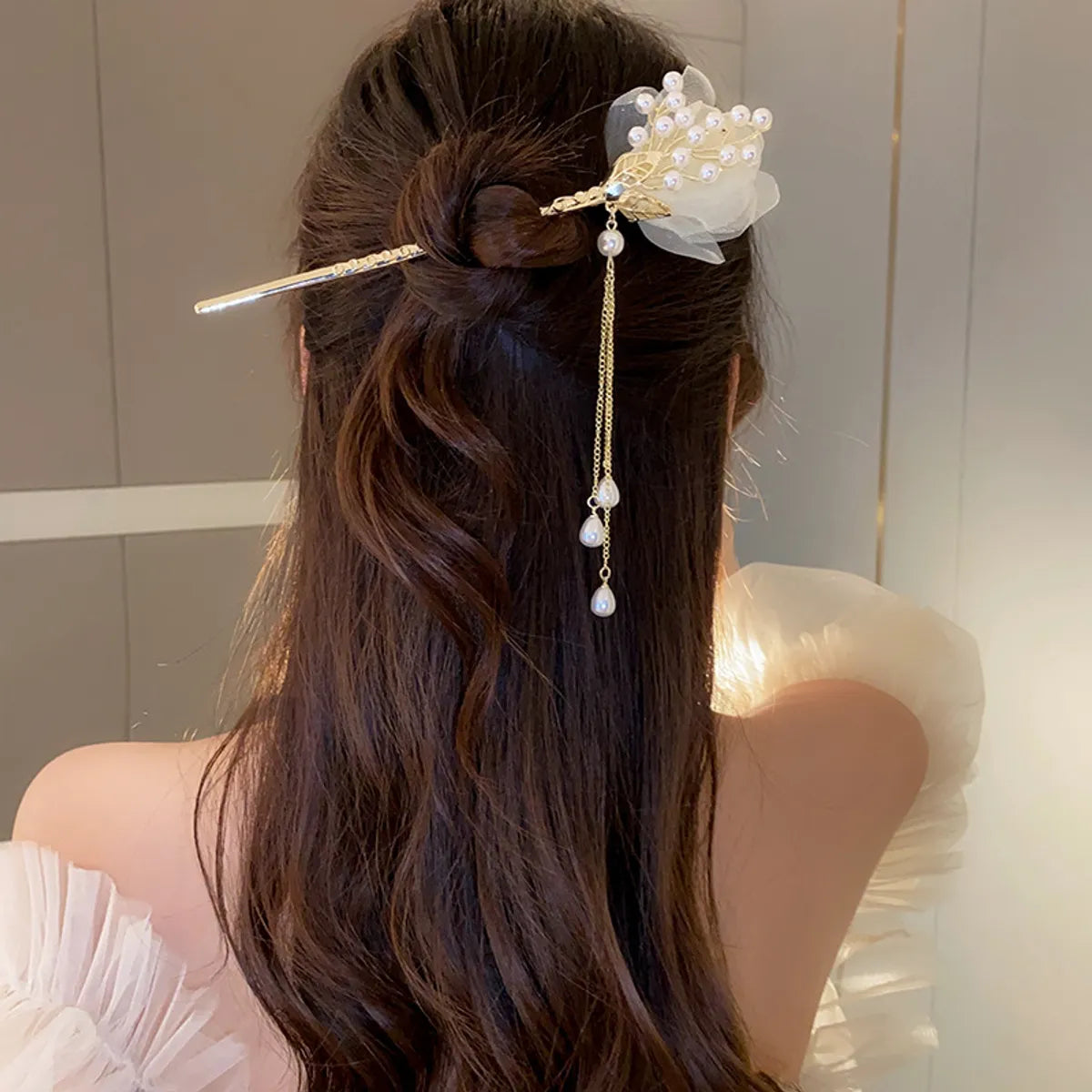 Chinoiserie Elegant Lady Flower Alloy Hairpin