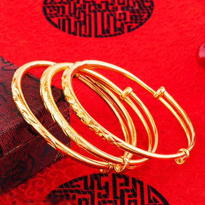 Chinoiserie Geometric Copper Gold Plated Bangle