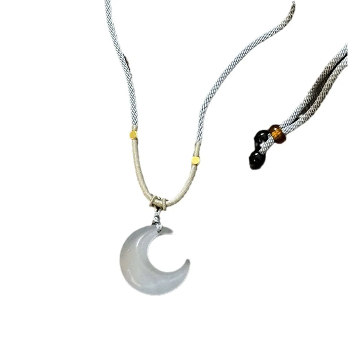 Chinoiserie Geometric Moon Opal Couple Pendant Necklace