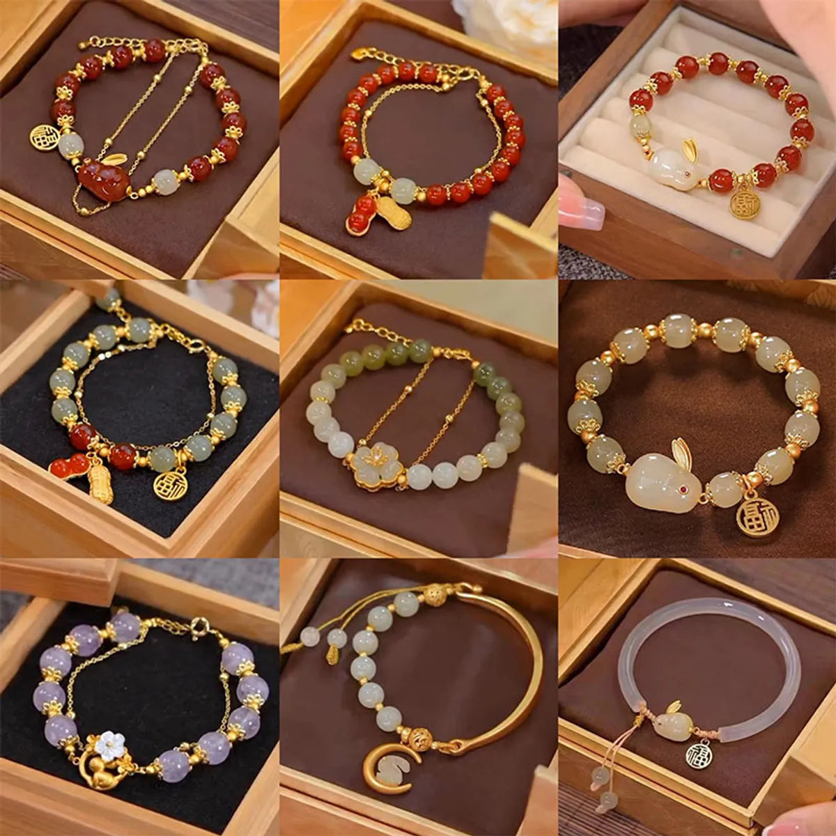 Chinoiserie Geometric Resin Glass Wholesale Bracelets