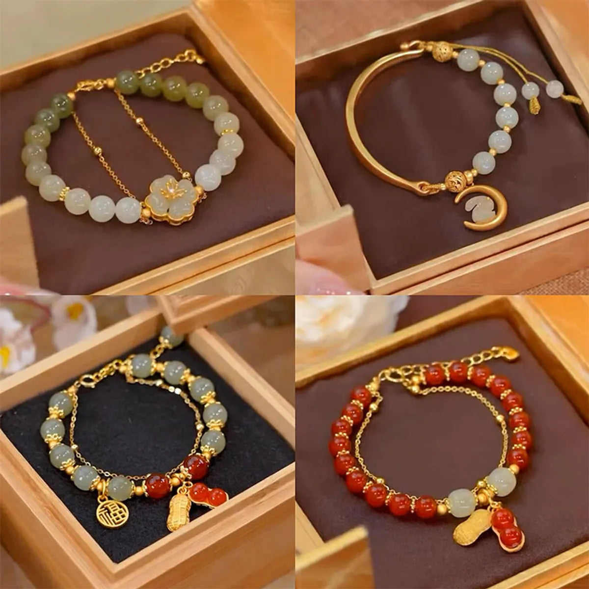 Chinoiserie Geometric Resin Glass Wholesale Bracelets